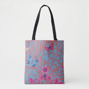 Deep Rose Gold Butterfly Kaleidoscope Custom Print Tote Bag