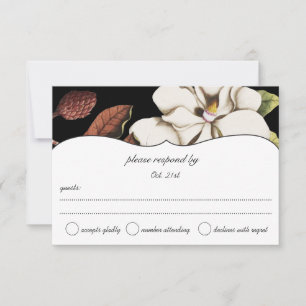 Deep Rose Magnolia Wedding RSVP Card