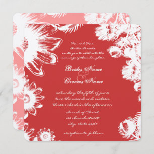 Deep Rose Vintage Flower Wedding Invitation