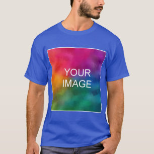 Deep Royal Blue Custom Add Image Logo Photo T-Shirt