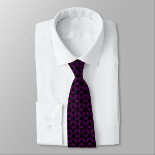 Deep Royal Purple Floral Print with Black Tie
