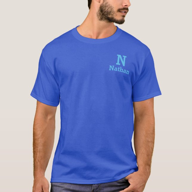 deep royal& sky  blue personalised T-Shirt (Front)