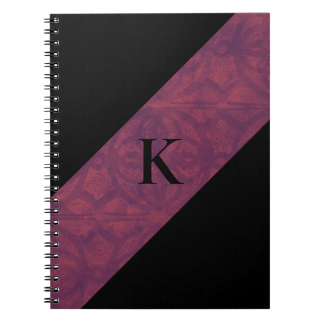 Deep Ruby Batik Black Monogrammed Notebook (Front)