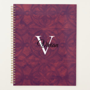 Deep Ruby Batik Elegant Monogram Name Planner