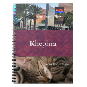 Deep Ruby Batik Name and Photo Collage Notebook