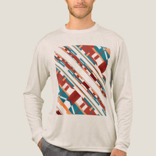 Deep Rust Coral Turquoise Southwest Slanted Motif Tri-Blend Shirt
