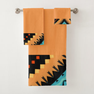 Deep Saffron Bold Pattern 2 Bath Towel Set