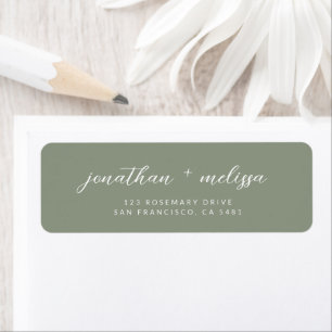 Deep Sage Green Calligraphy Script Wedding Address