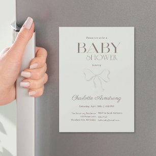 Deep Sage Green Chic Bow Baby Shower Magnet