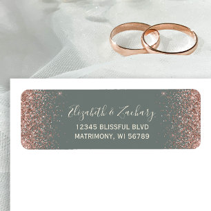 Deep Sage Green Rose Gold Wedding Return Address