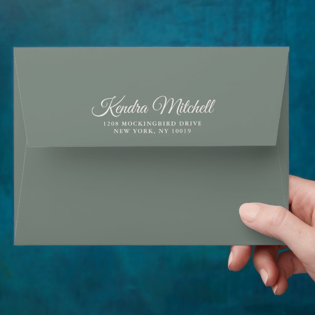 Deep Sage Green With Return Address Envelope (Hand)