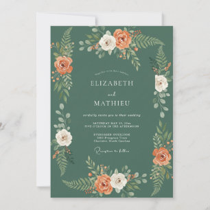 Deep Sage Rustic Forest Wedding Invitation
