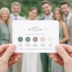 Deep Sage Wedding Attire Color Palette Invitation