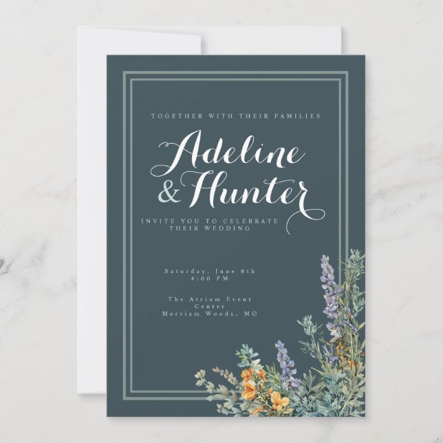 Deep Sage Wedding Invitation (Front)
