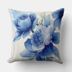 Deep Sapphire Blue Watercolor Cushion