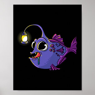 Deep Sea Anglerfish Laternfish Angler Fish Sea Mon Poster