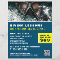 Deep Sea Diver, Scuba Diving Lesson Advertising