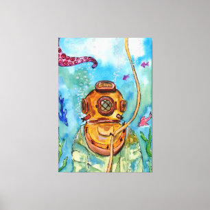 Deep Sea Diver Underwater Canvas Print