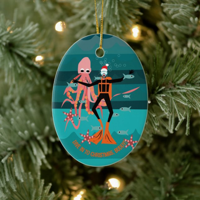 Deep sea divers Christmas  Ceramic Tree Decoration (Tree)