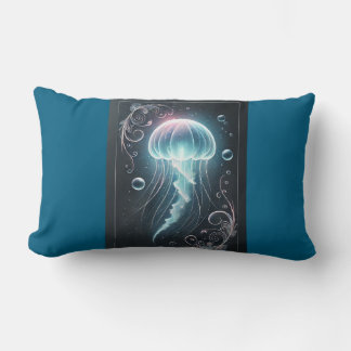 "Deep Sea Elegance: Jellyfish Glow  Design" Lumbar Cushion