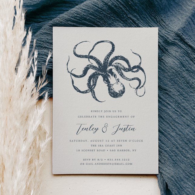 Deep Sea | Elegant Beach Coastal Engagement Party Invitation (Creator Uploaded)