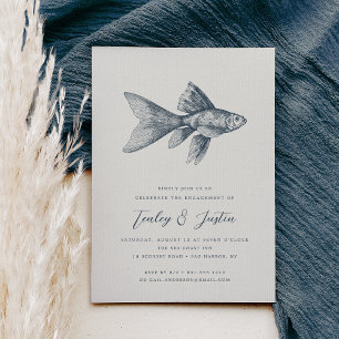 Deep Sea   Elegant Coastal Engagement Party Invitation