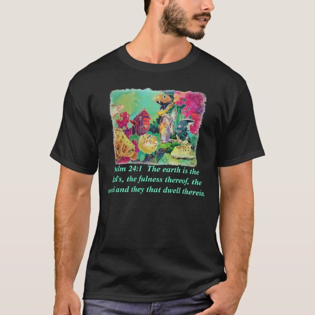 Deep Sea Fishes Tropical Silk Print T-Shirt (Front)