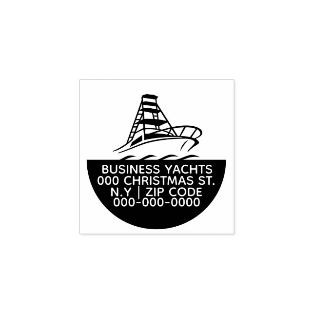 Deep sea fishing boat business address marketing rubber stamp (Imprint)