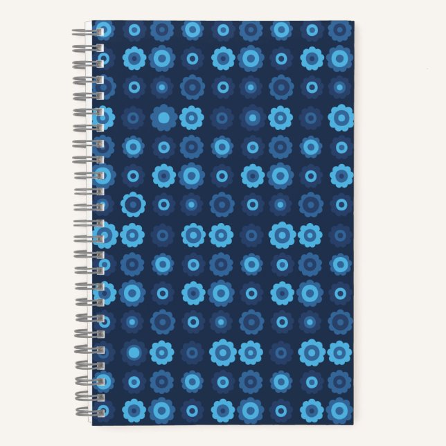 Deep Sea Floral in Bold Navy Blues Notebook (Front)
