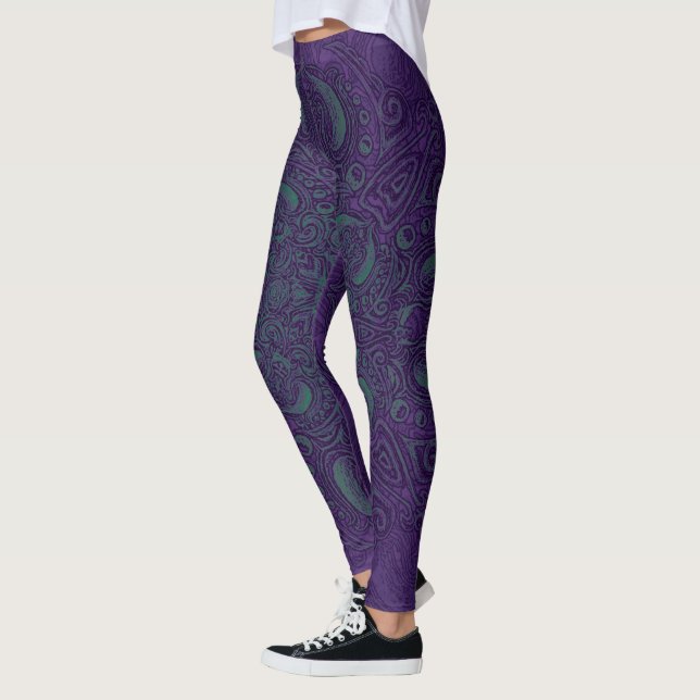 Deep Sea Glow Purple & Teal Fleury Leggings (Left)