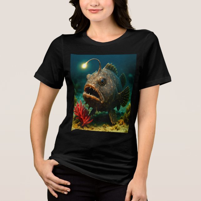 Deep Sea Glow: The Anglerfish Tri-Blend Shirt (Front)