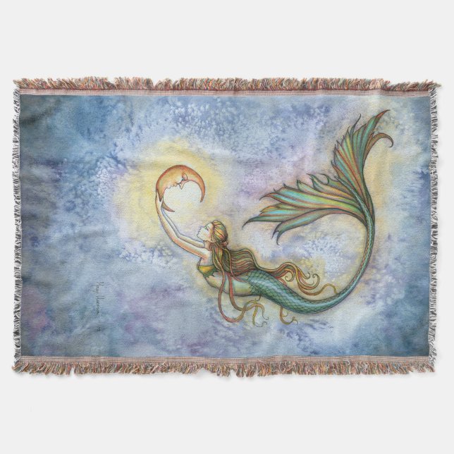 Deep Sea Moon Fantasy Art by Molly Harrison Throw Blanket (Front)