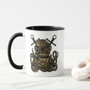 Deep Sea, Ocean Bell Diver, Octopus, Anchor, Mug