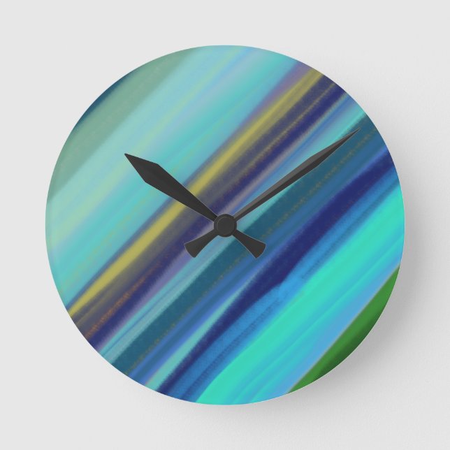 Deep Sea Ocean Shades Of Blue Round Clock (Front)