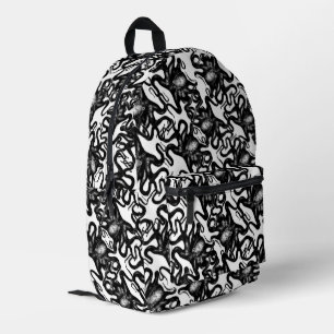 Deep Sea Octopus Black on White Illusion Effect Printed Backpack
