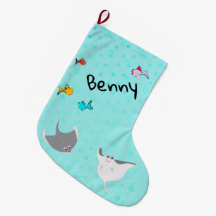 Deep Sea Stingray and Fish Large Christmas Stocking