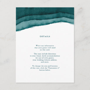 Deep-Sea Teal Watercolor Wedding Insert Directions