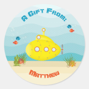 Deep Sea Yellow Submarine Classic Round Sticker