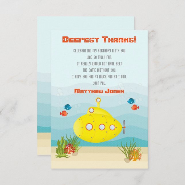 Deep Sea Yellow Submarine Invitation (Front/Back)