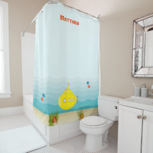 Deep Sea Yellow Submarine Shower Curtain