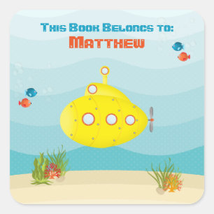 Deep Sea Yellow Submarine Square Sticker