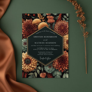 Deep Sienna Floral Autumn Wedding Invitation