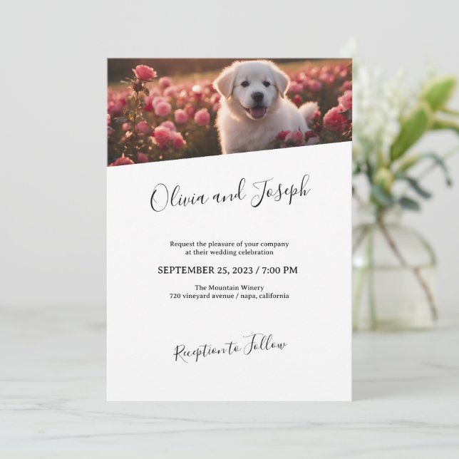 Deep simple and customizable script wedding invite (Standing Front)