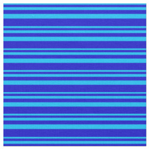 Deep Sky Blue and Blue Lines Pattern Fabric