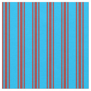 Deep Sky Blue and Brown Lined/Striped Pattern Fabric