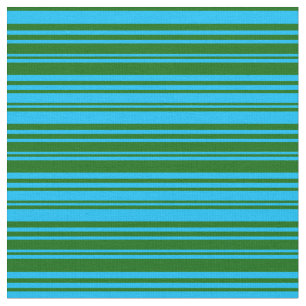 Deep Sky Blue and Dark Green Coloured Lines Fabric