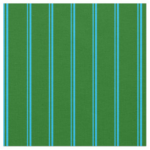 Deep Sky Blue and Dark Green Pattern Fabric