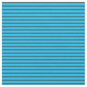 Deep Sky Blue and Dark Slate Grey Coloured Stripes Fabric