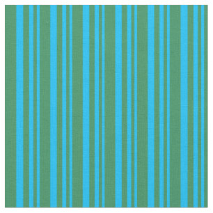 Deep Sky Blue and Sea Green Coloured Stripes Fabric