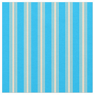 Deep Sky Blue and Tan Lined Pattern Fabric